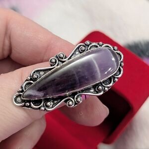 Vintage Handmade Amethyst Statement/ Cocktail 🍸🍹 Ring  In Sterling Silver 7
